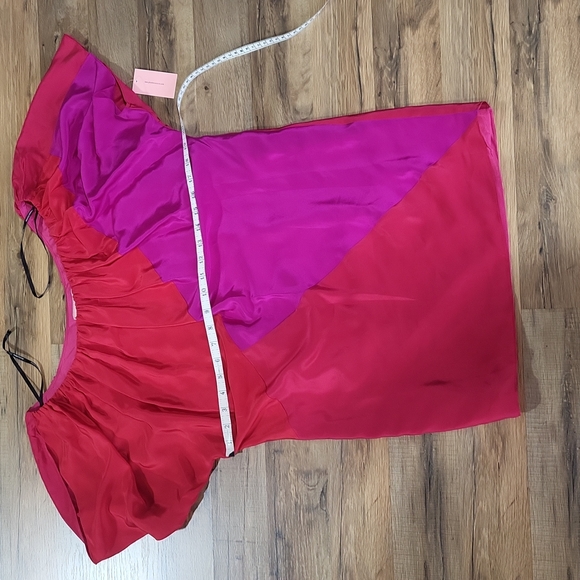 PHOEBE COUTURE 100% Silk Hot Pink & Purple Colorblock Shift Dress - Picture 9 of 14